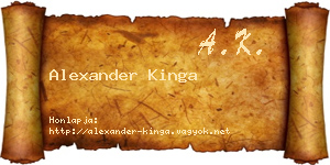 Alexander Kinga névjegykártya